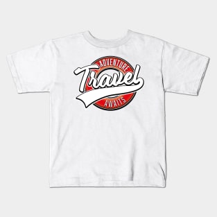 travel adventure awaits vintage logo Kids T-Shirt